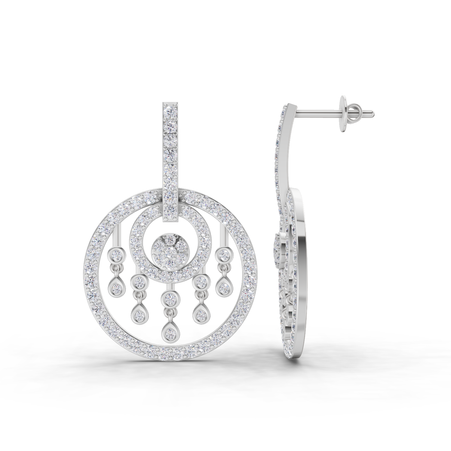 1.87 Carat Dream catcher Diamond Earrings 14K - White Gold