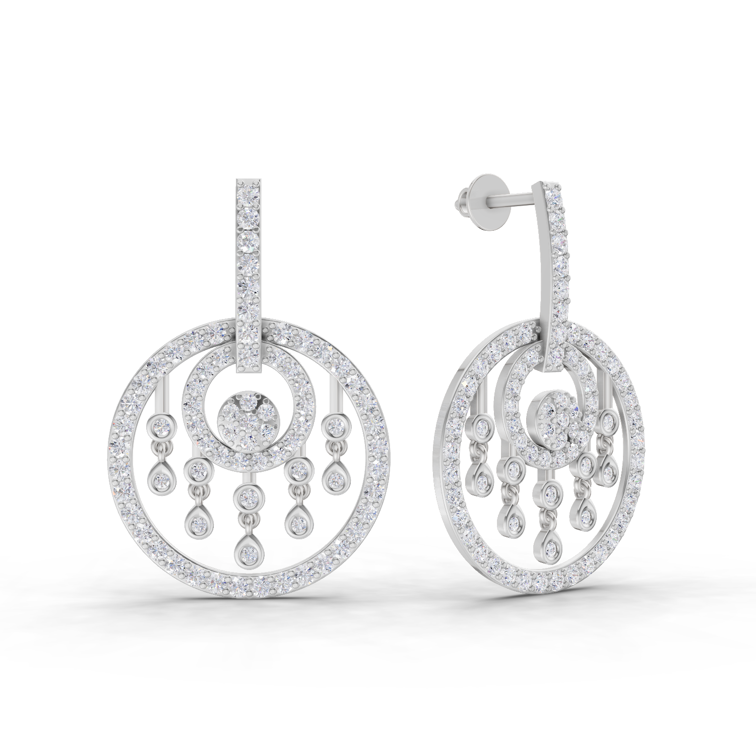 1.87 Carat Dream catcher Diamond Earrings 14K - White Gold