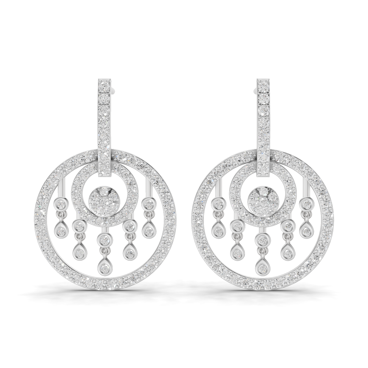 1.87 Carat Dream catcher Diamond Earrings 14K - White Gold