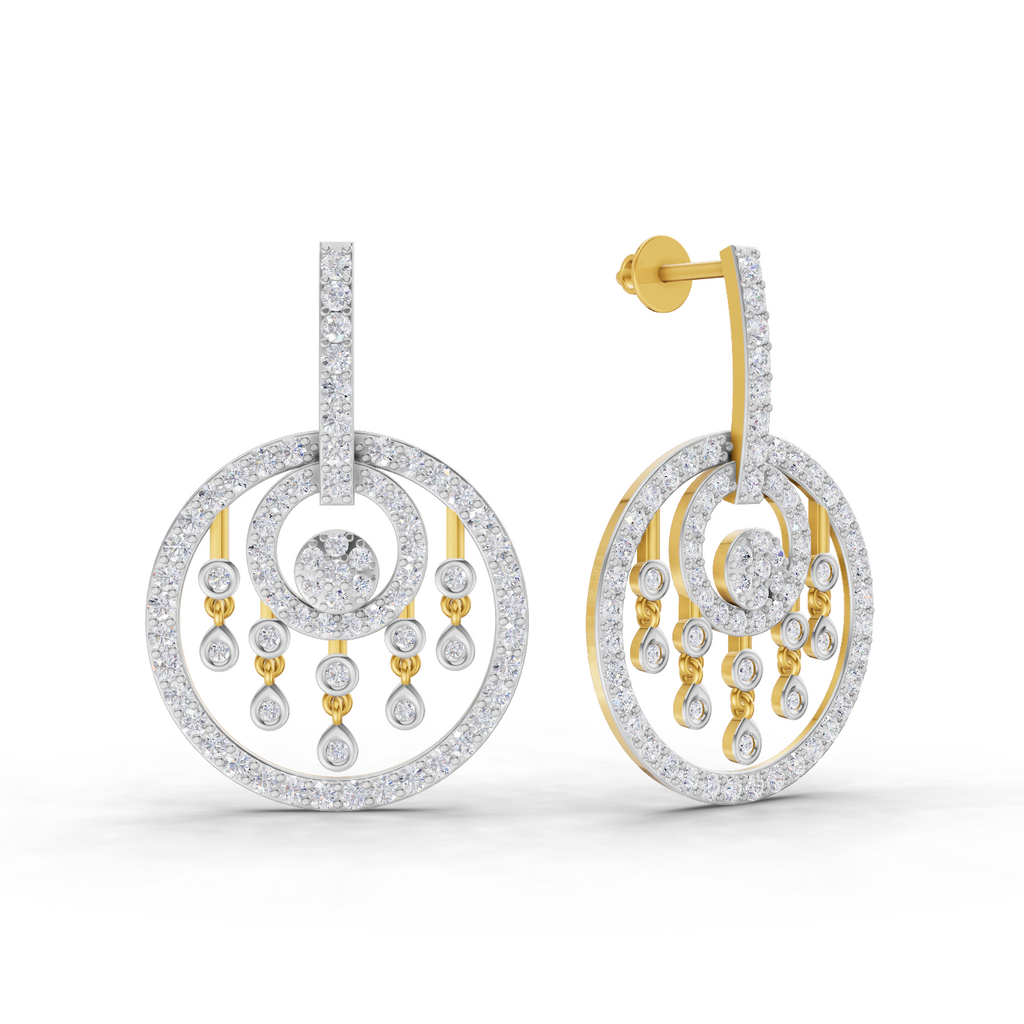 1.87 Carat Dream catcher Diamond Earrings 14K