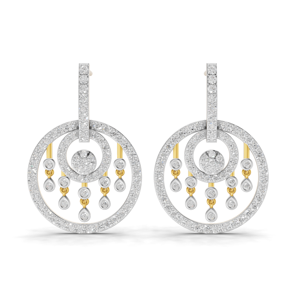 1.87 Carat Dream catcher Diamond Earrings 14K