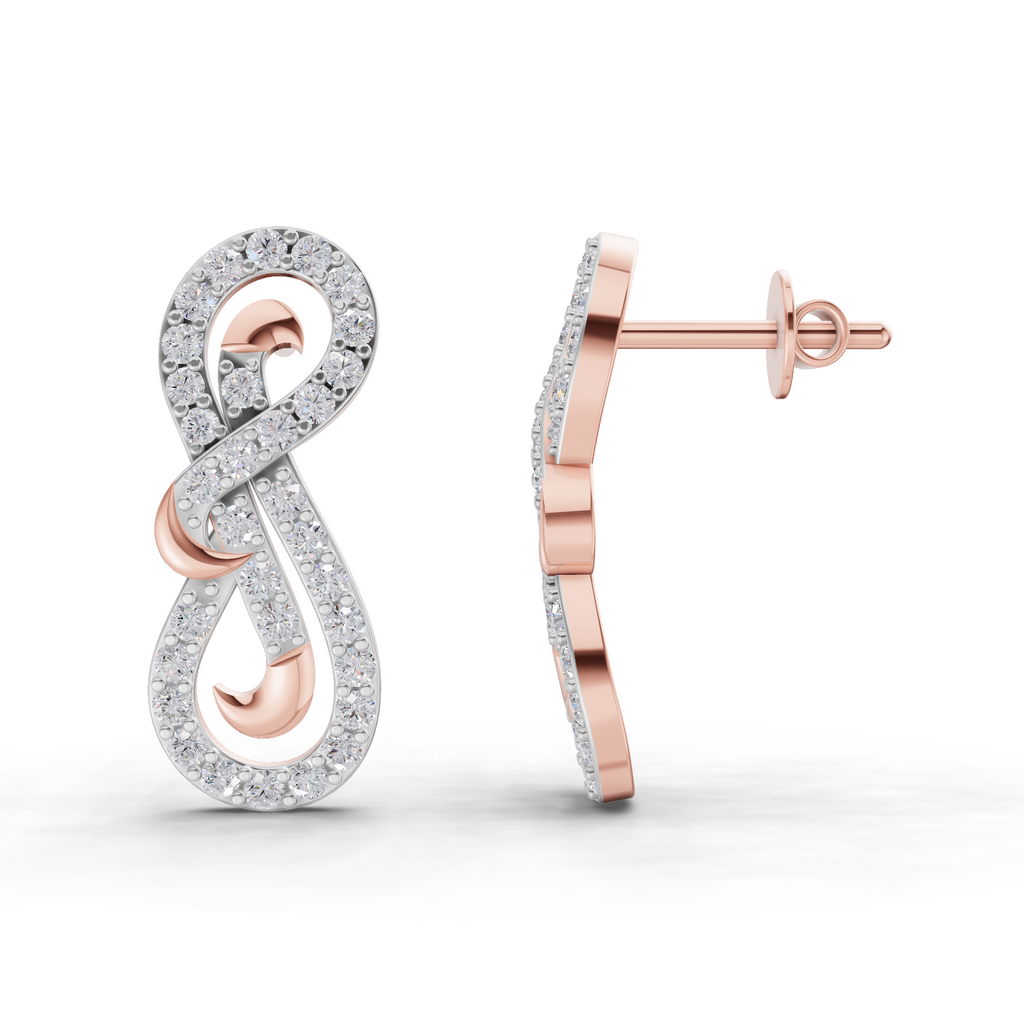 0.76 Carat Infinity Diamond Earrings 14K - Rose Gold
