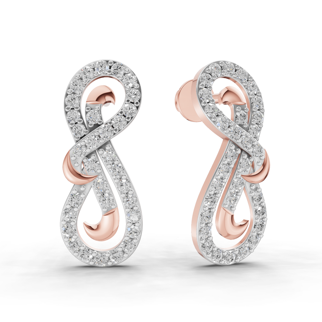0.76 Carat Infinity Diamond Earrings 14K - Rose Gold