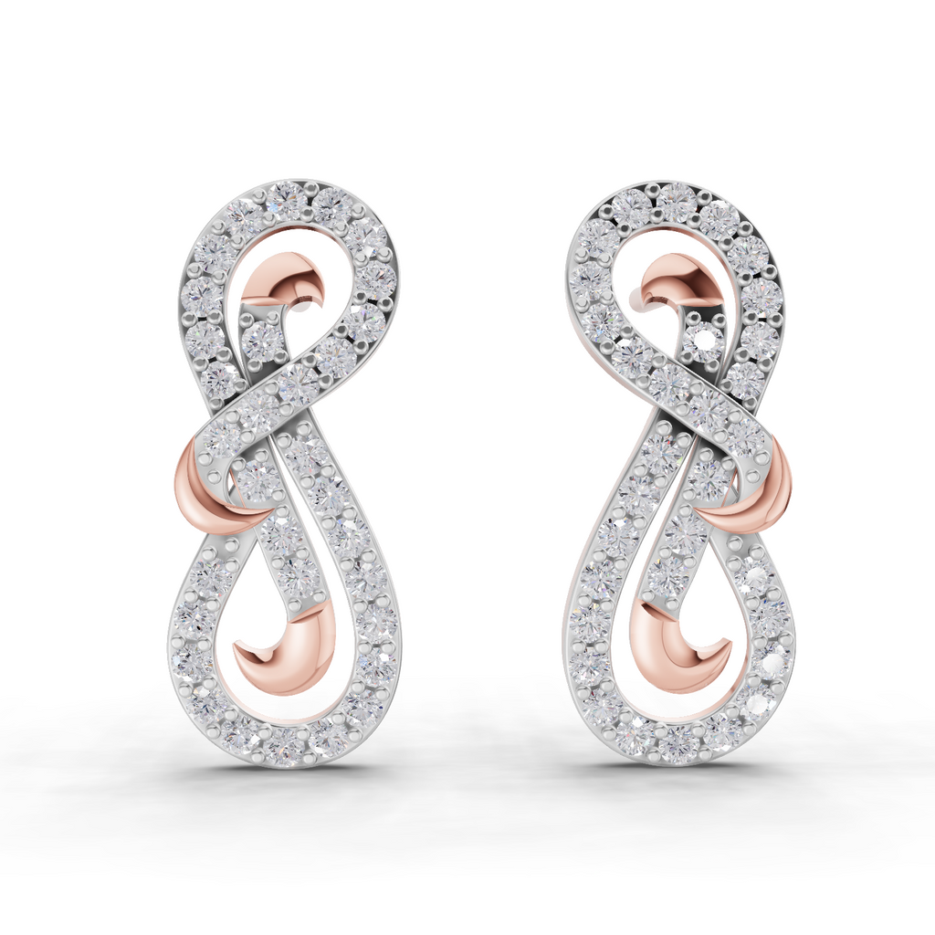0.76 Carat Infinity Diamond Earrings 14K - Rose Gold