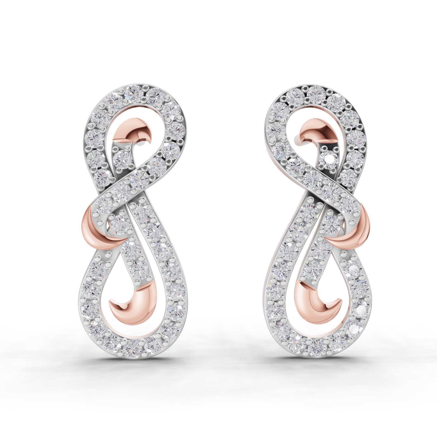0.76 Carat Infinity Diamond Earrings 14K - Rose Gold