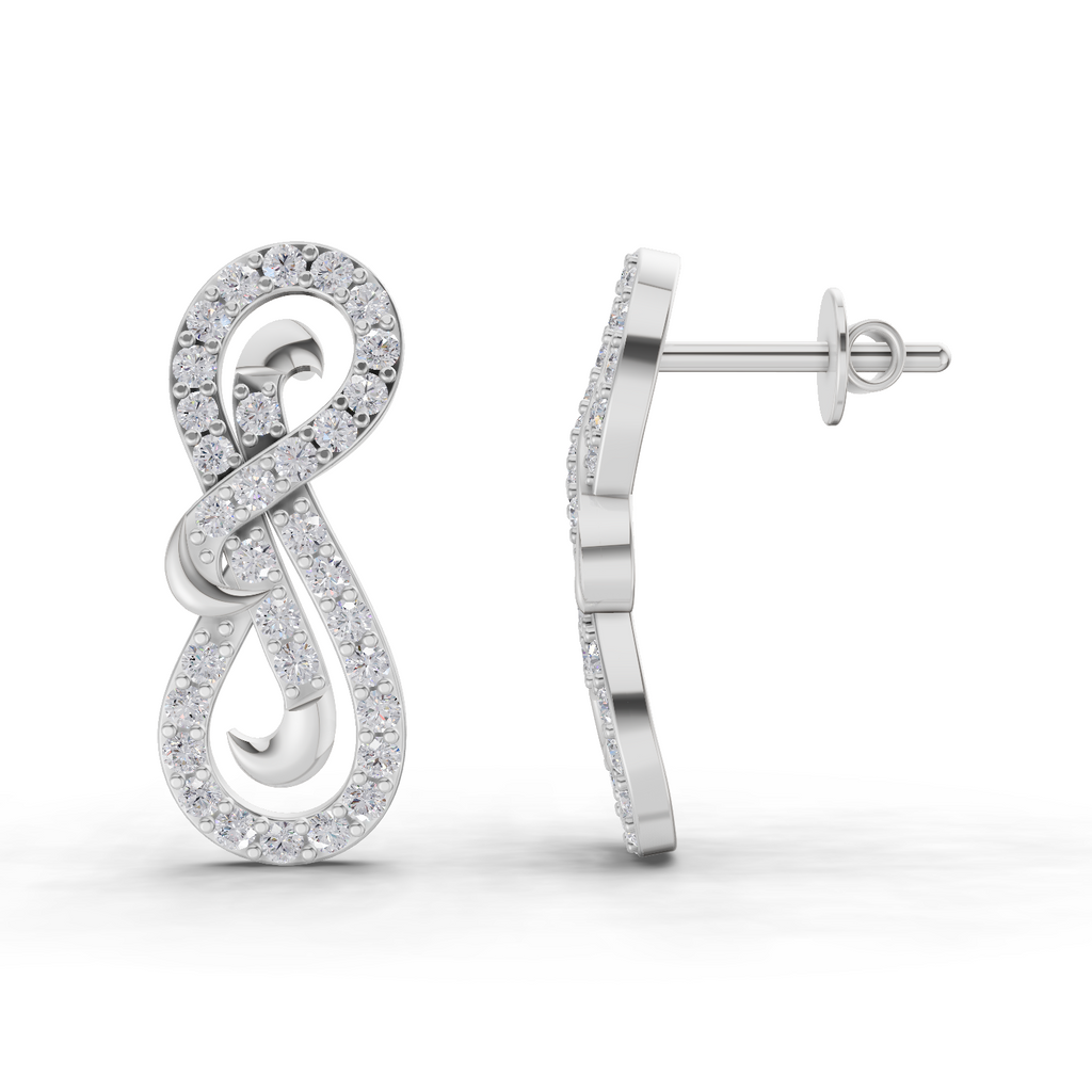 0.76 Carat Infinity Diamond Earrings 14K - White Gold