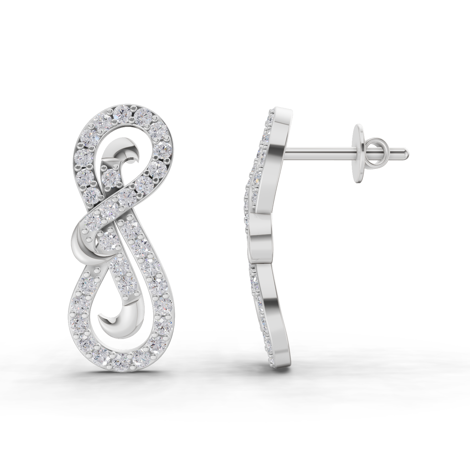 0.76 Carat Infinity Diamond Earrings 14K - White Gold