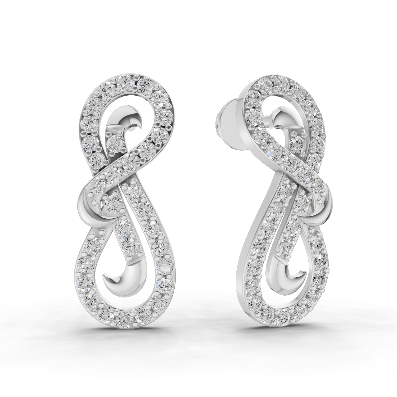 0.76 Carat Infinity Diamond Earrings 14K - White Gold