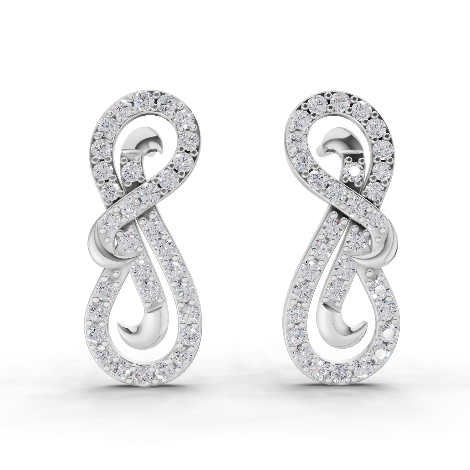 0.76 Carat Infinity Diamond Earrings 14K - White Gold