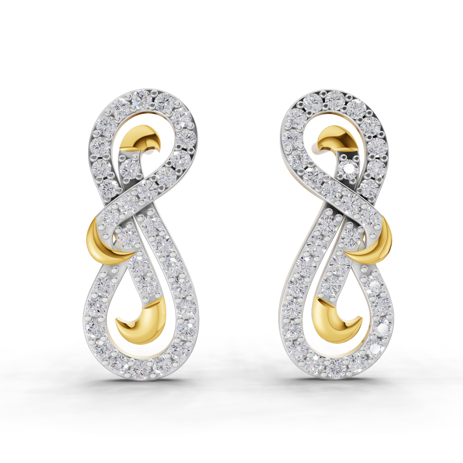 0.76 Carat Infinity Diamond Earrings 14K