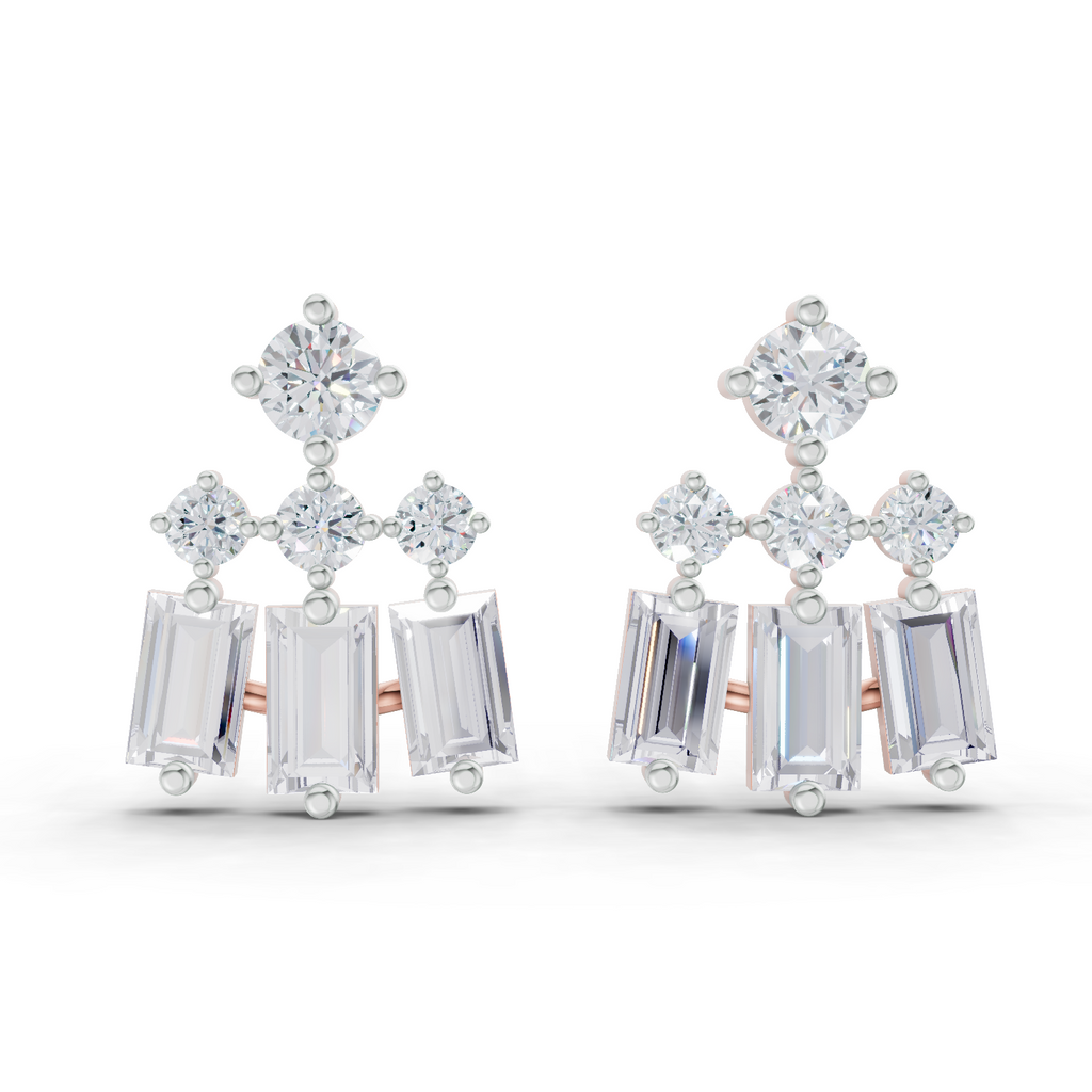 1.81 Carat Baguette Taper Diamond Earrings 14K - Rose Gold