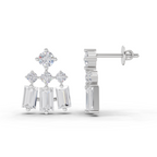 1.81 Carat Baguette Taper Diamond Earrings 14K - White Gold