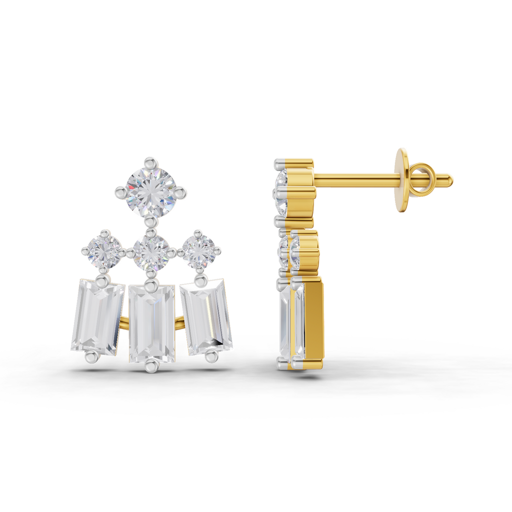 1.81 Carat Baguette Taper Diamond Earrings 14K