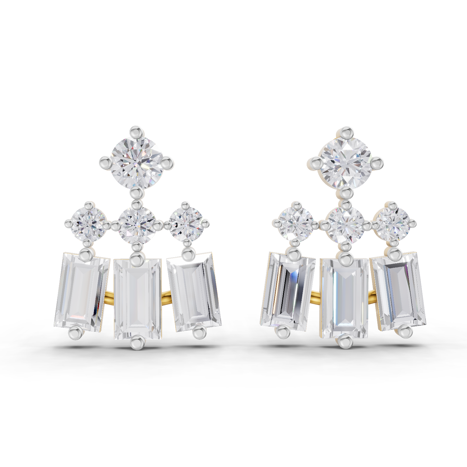 1.81 Carat Baguette Taper Diamond Earrings 14K