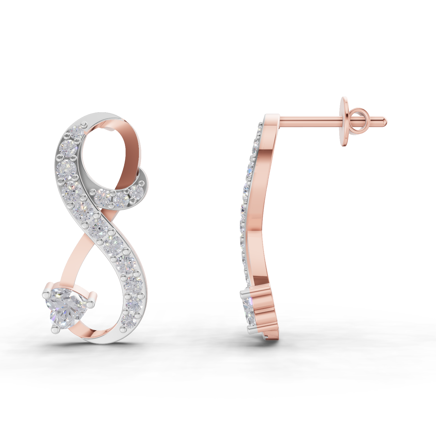 0.88 Carat Infinity Diamond Earrings 14K - Rose Gold