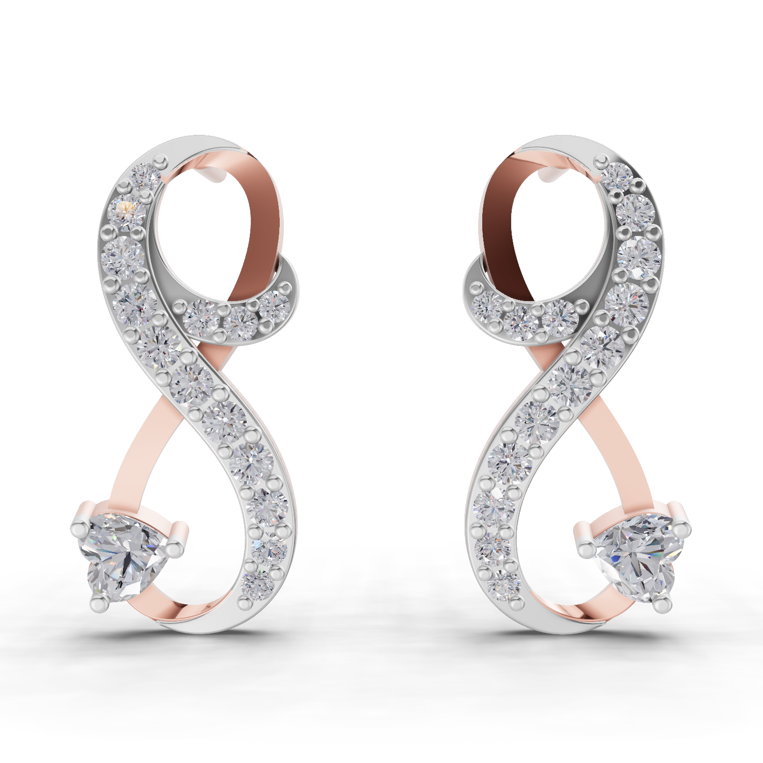 0.88 Carat Infinity Diamond Earrings 14K - Rose Gold