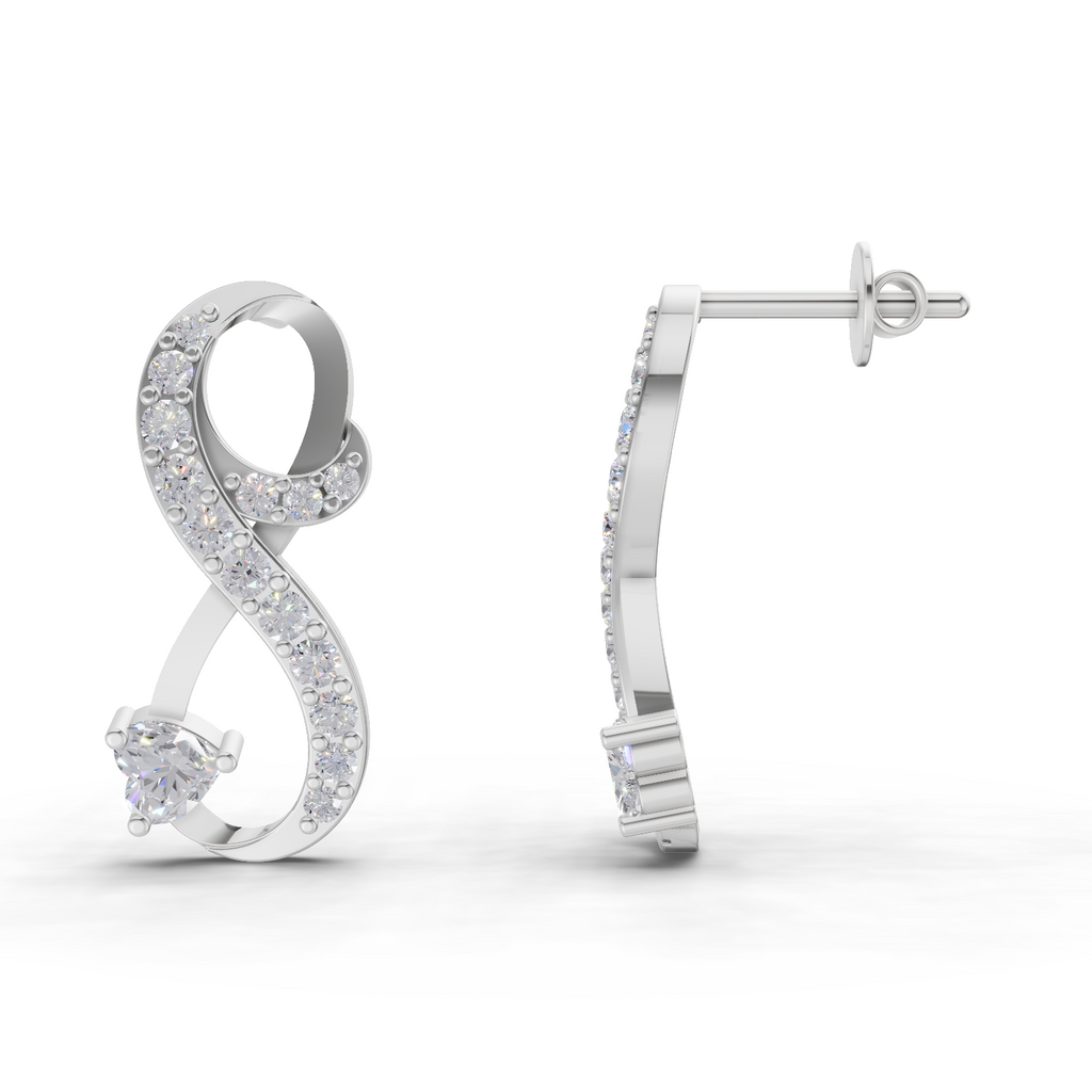 0.88 Carat Infinity Diamond Earrings 14K - White Gold