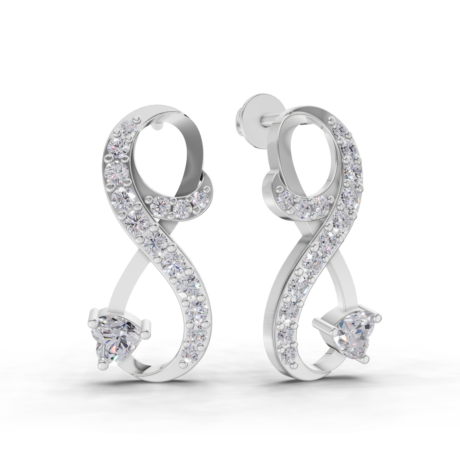 0.88 Carat Infinity Diamond Earrings 14K - White Gold