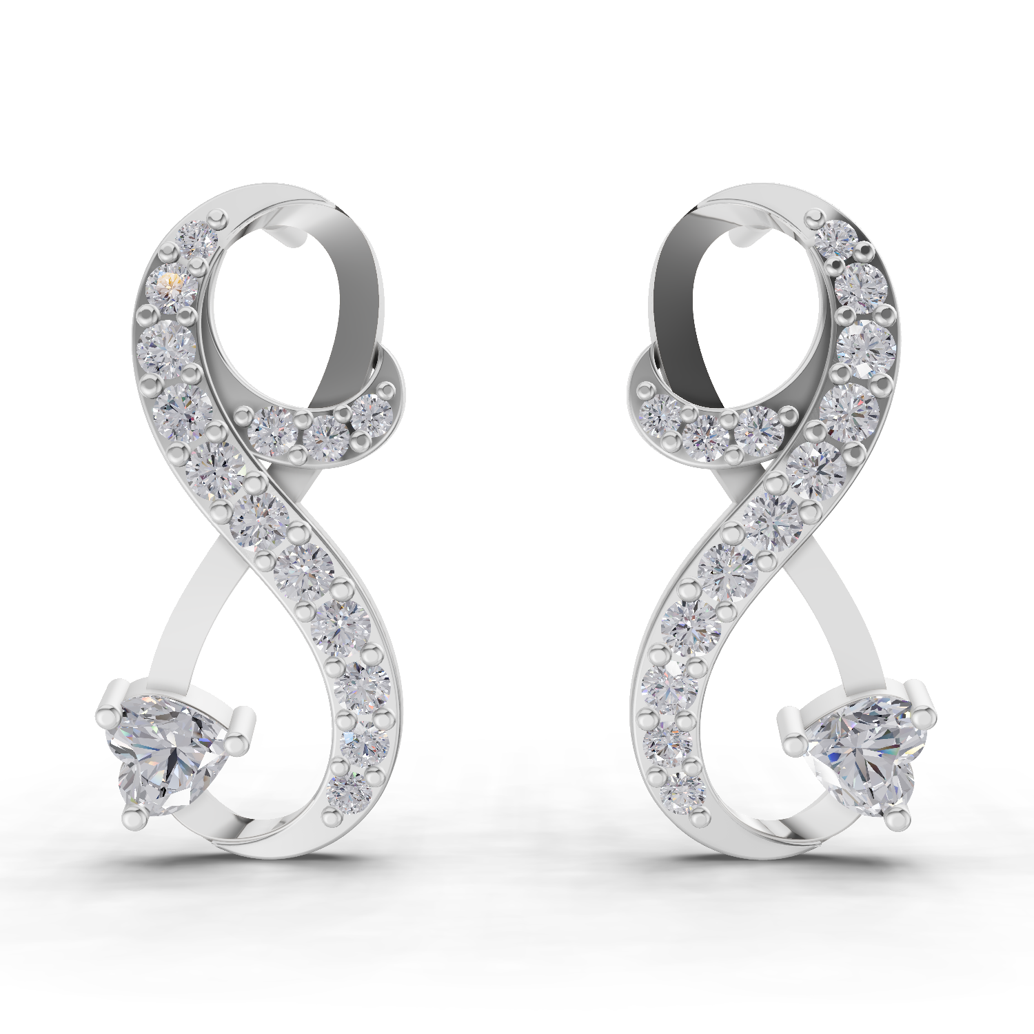 0.88 Carat Infinity Diamond Earrings 14K - White Gold