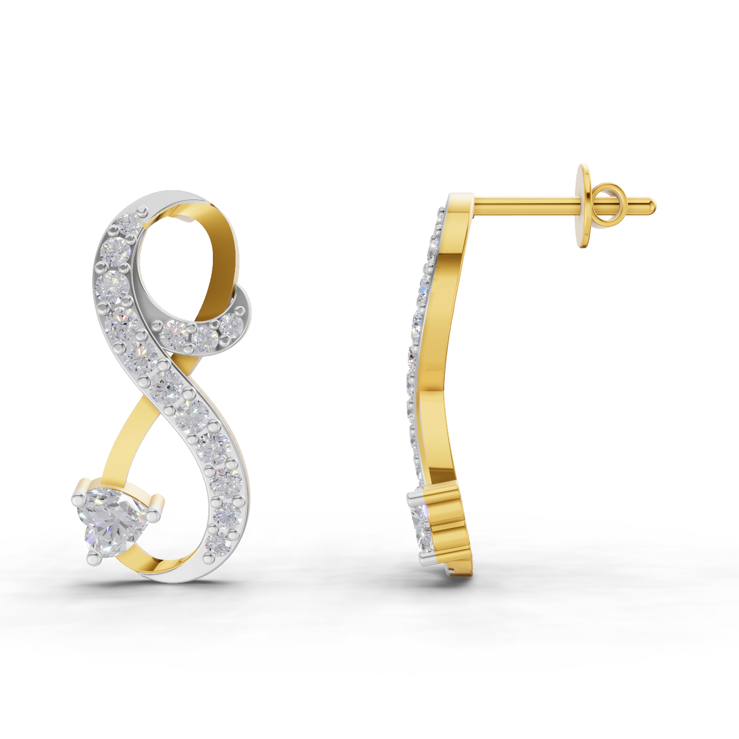 0.88 Carat Infinity Diamond Earrings 14K