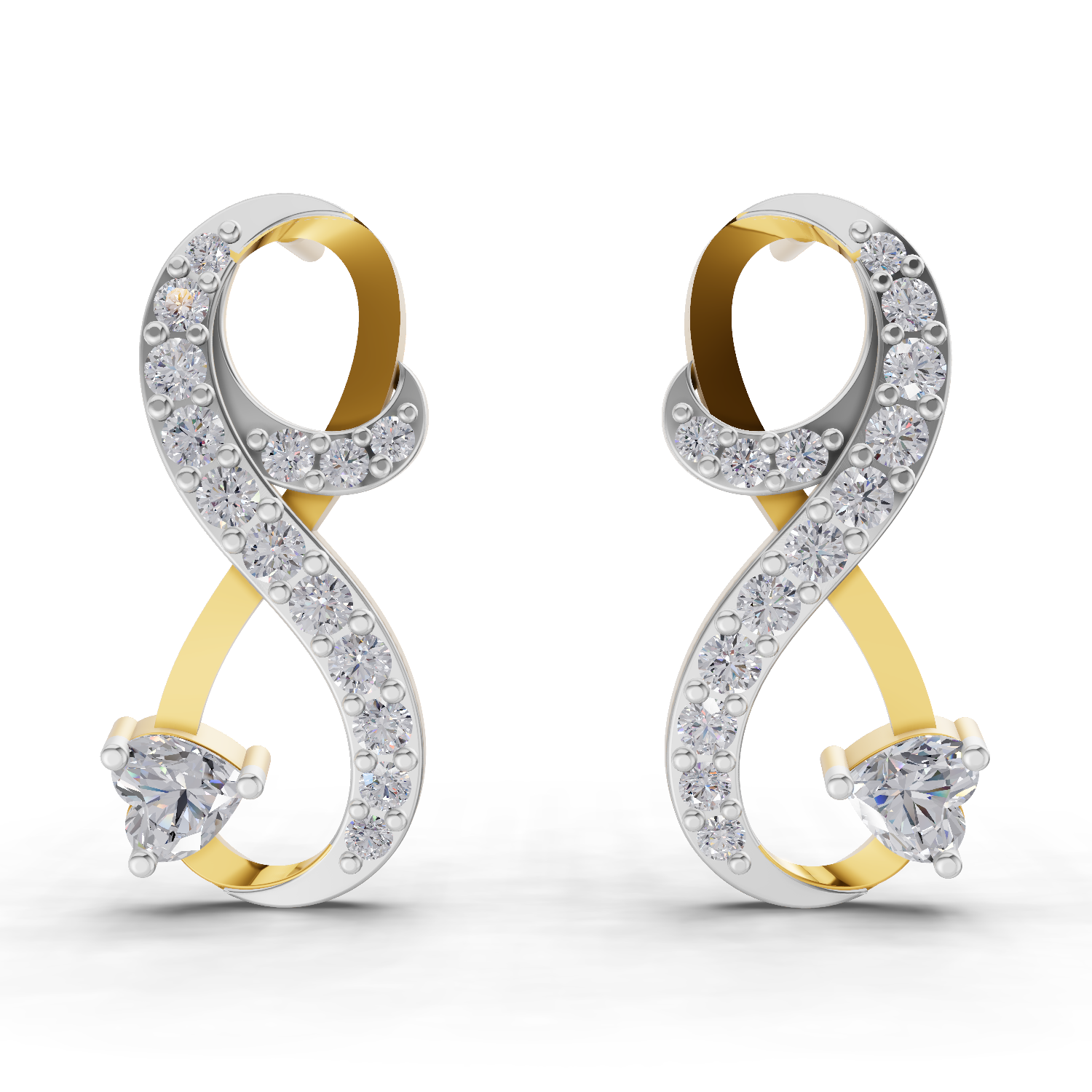 0.88 Carat Infinity Diamond Earrings 14K