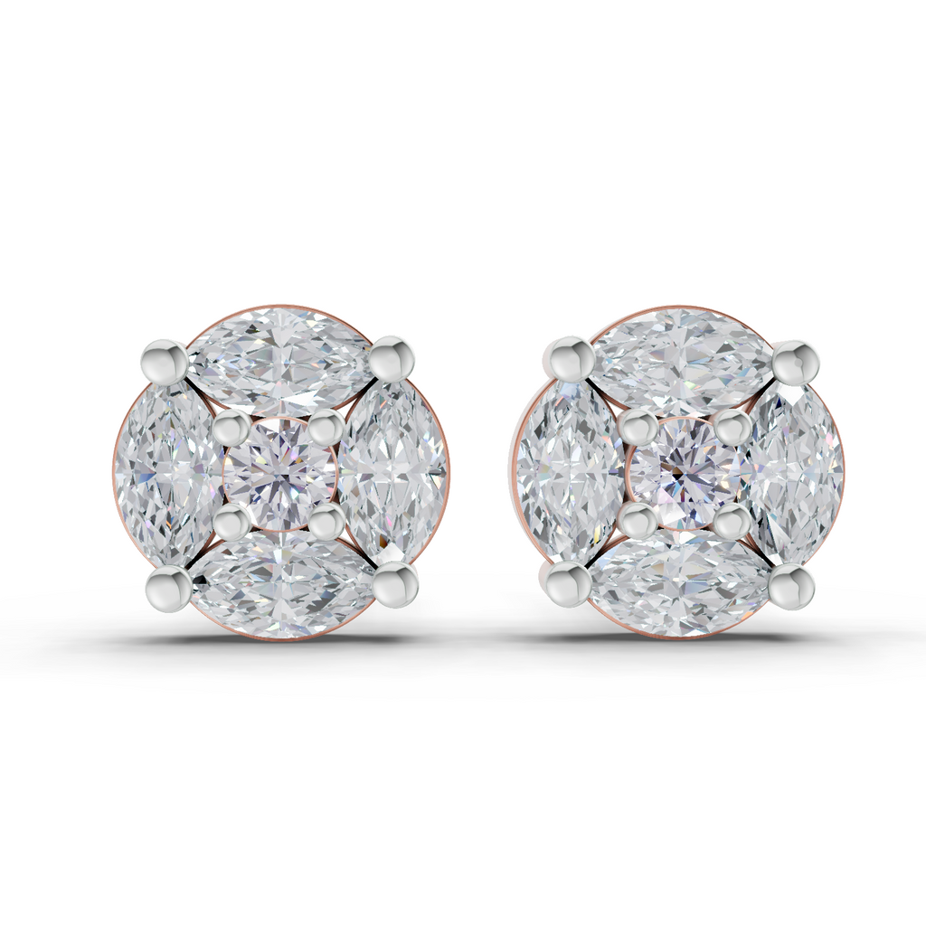 1.1 Carat Snowflake Studs Diamond Earrings 14K - Rose Gold