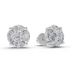 1.1 Carat Snowflake Studs Diamond Earrings 14K - White Gold