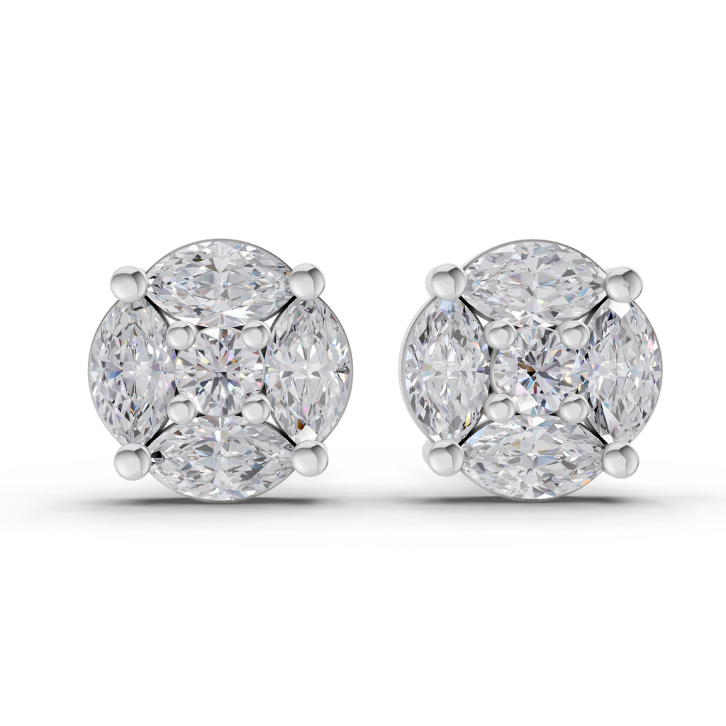 1.1 Carat Snowflake Studs Diamond Earrings 14K - White Gold