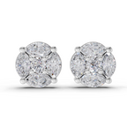 1.1 Carat Snowflake Studs Diamond Earrings 14K - White Gold