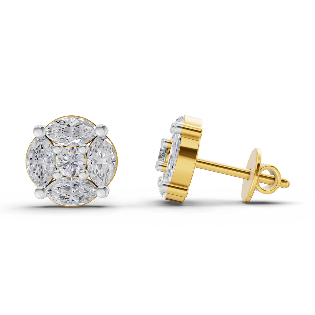 1.1 Carat Snowflake Studs Diamond Earrings 14K