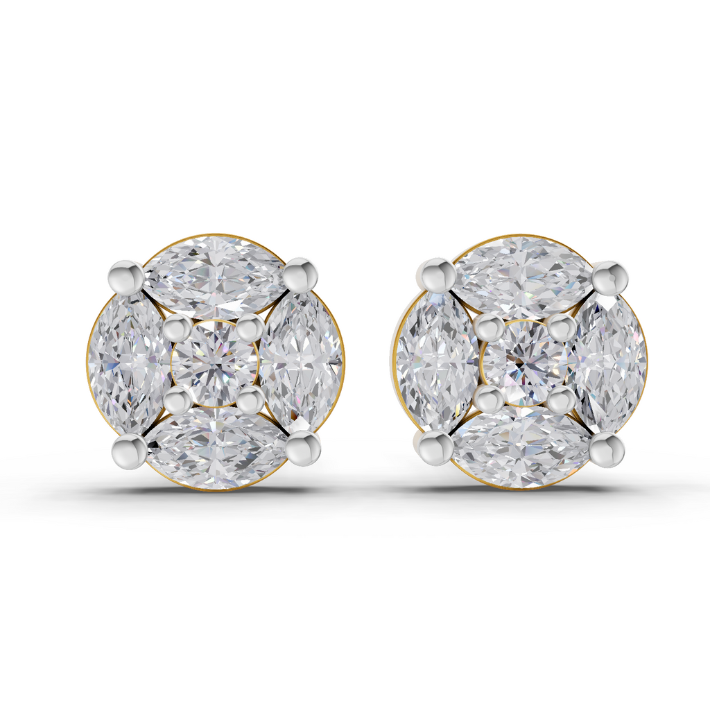 1.1 Carat Snowflake Studs Diamond Earrings 14K