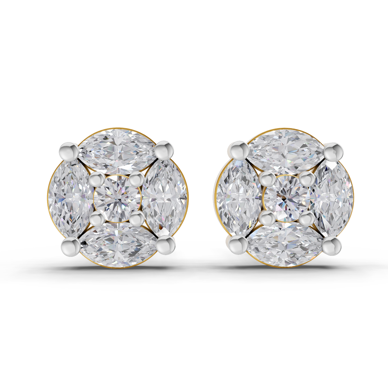 1.1 Carat Snowflake Studs Diamond Earrings 14K