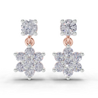 1.26 Carat Stud Earrings Cluster Dangle Earrings 14K - Rose Gold
