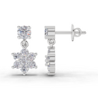 1.26 Carat Stud Earrings Cluster Dangle Earrings 14K - White Gold