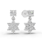 1.26 Carat Stud Earrings Cluster Dangle Earrings 14K - White Gold