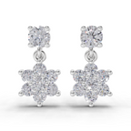1.26 Carat Stud Earrings Cluster Dangle Earrings 14K - White Gold