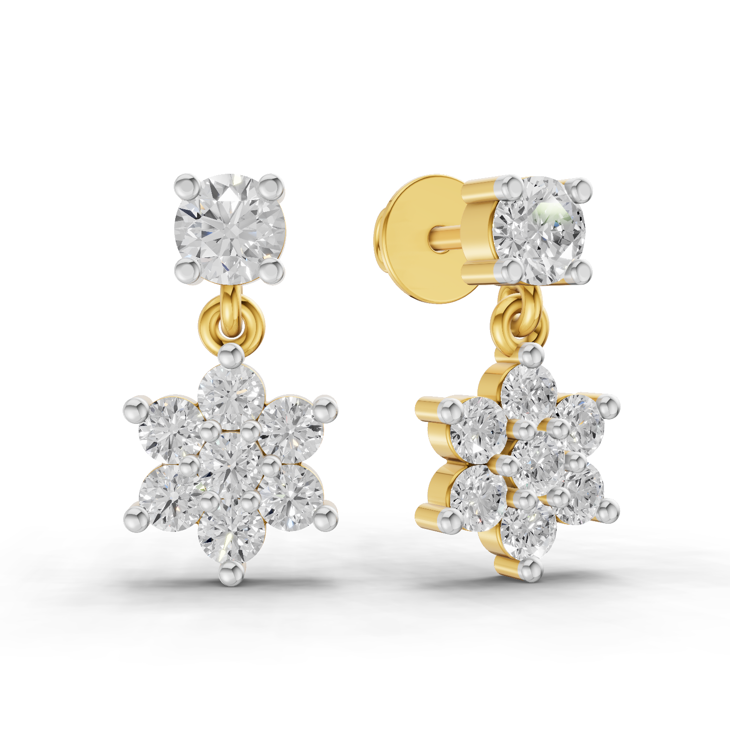 1.26 Carat Stud Earrings Cluster Dangle Earrings 14K