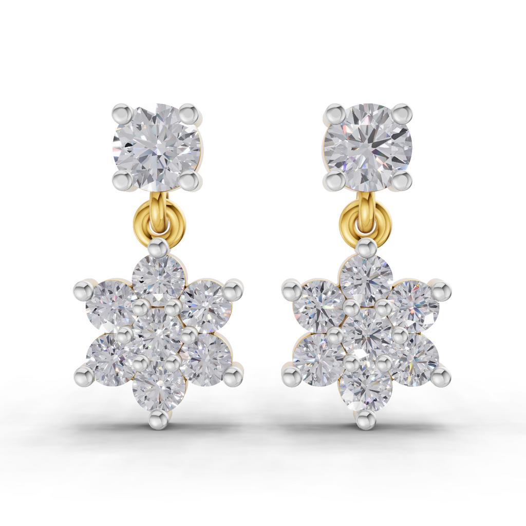 1.26 Carat Stud Earrings Cluster Dangle Earrings 14K