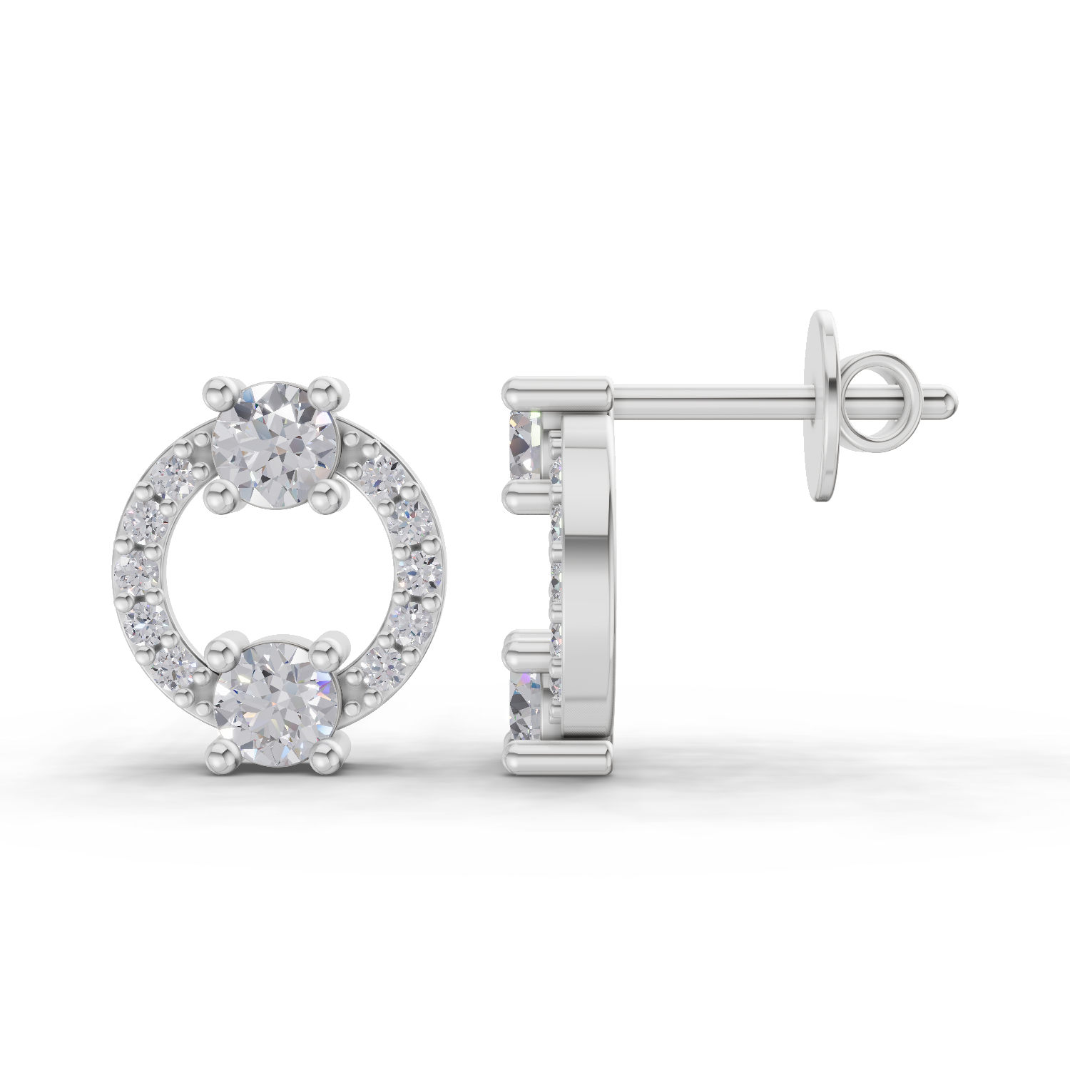 0.84 Carat Diamond Earrings 14K - White Gold