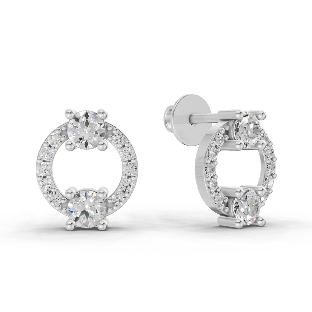 0.84 Carat Diamond Earrings 14K - White Gold