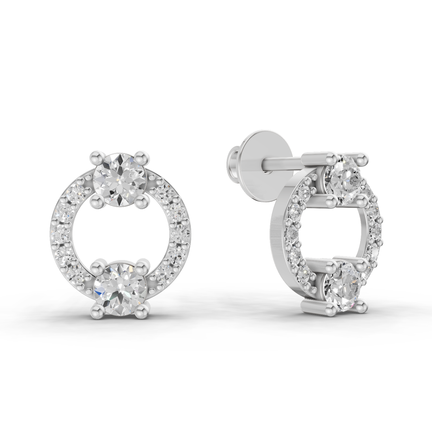 0.84 Carat Diamond Earrings 14K - White Gold