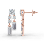 1.96 Carat Baguette Taper Diamond Earrings 14K - Rose Gold