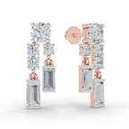 1.96 Carat Baguette Taper Diamond Earrings 14K - Rose Gold