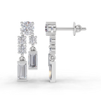 1.96 Carat Baguette Taper Diamond Earrings 14K - White Gold