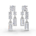 1.96 Carat Baguette Taper Diamond Earrings 14K - White Gold