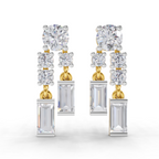 1.96 Carat Baguette Taper Diamond Earrings 14K