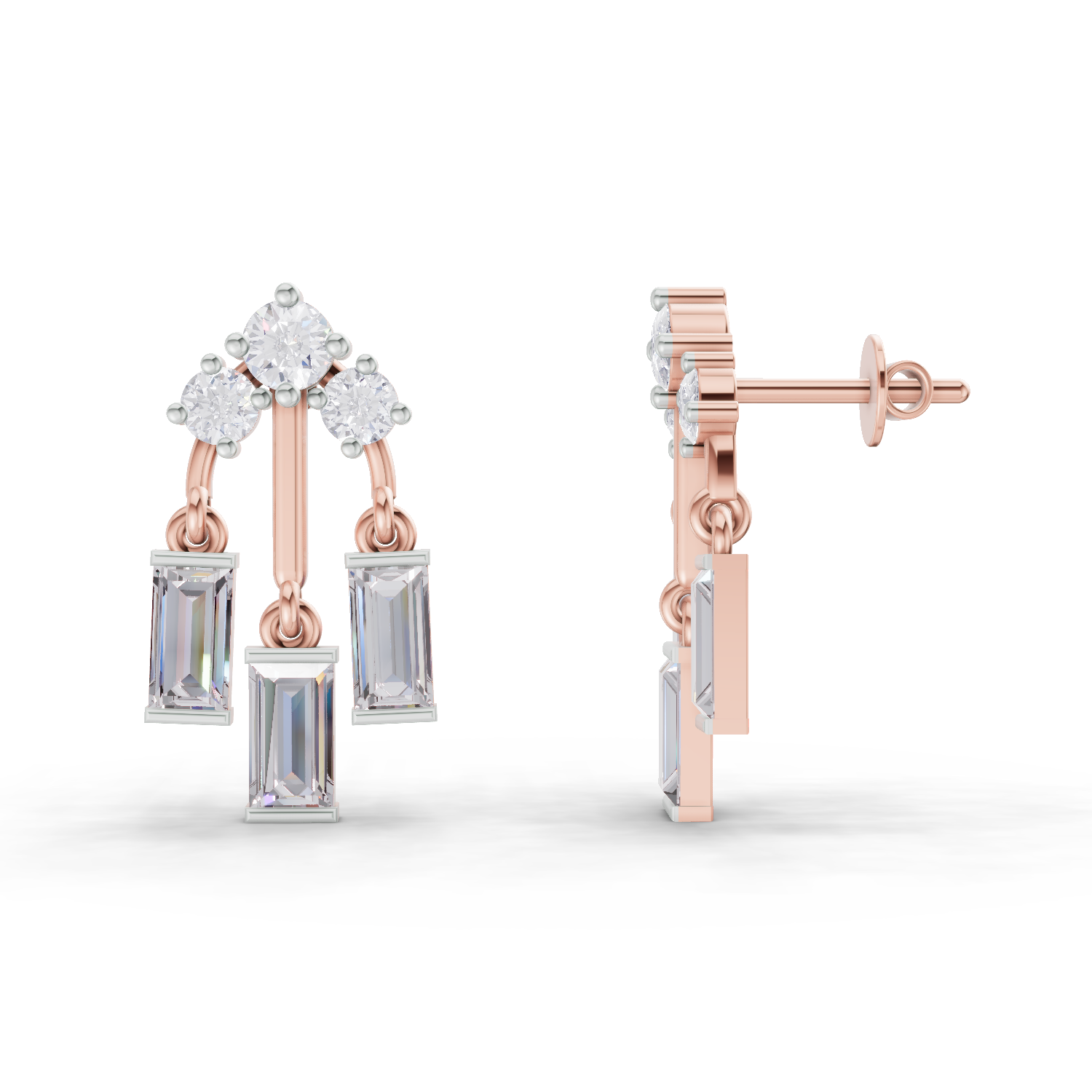 2.86 Carat Lotus Diamond Earrings 14K - Rose Gold