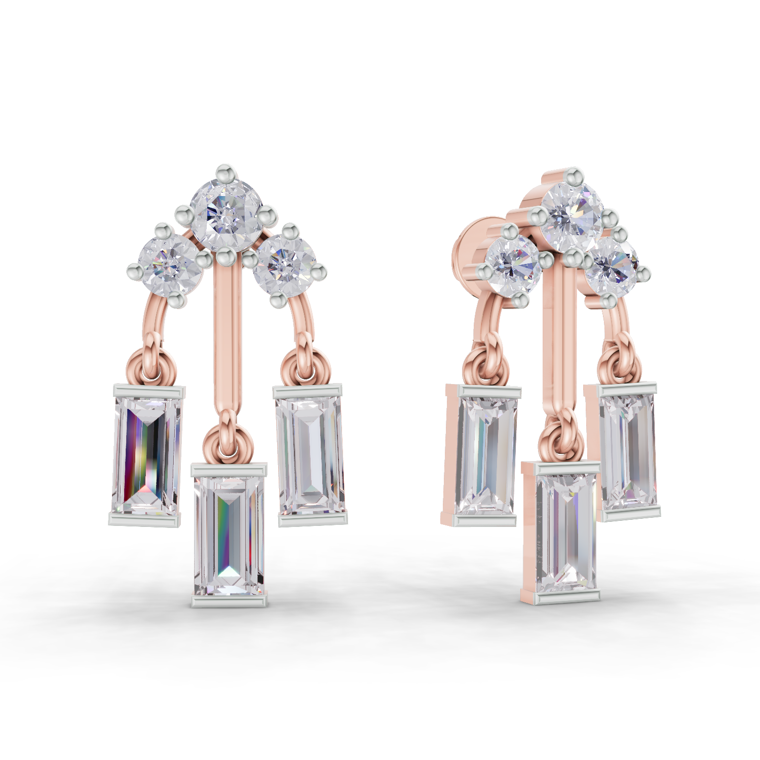 2.86 Carat Lotus Diamond Earrings 14K - Rose Gold