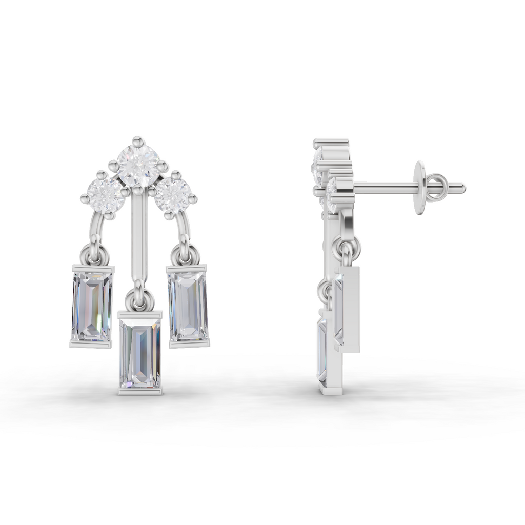 2.86 Carat Lotus Diamond Earrings 14K - White Gold