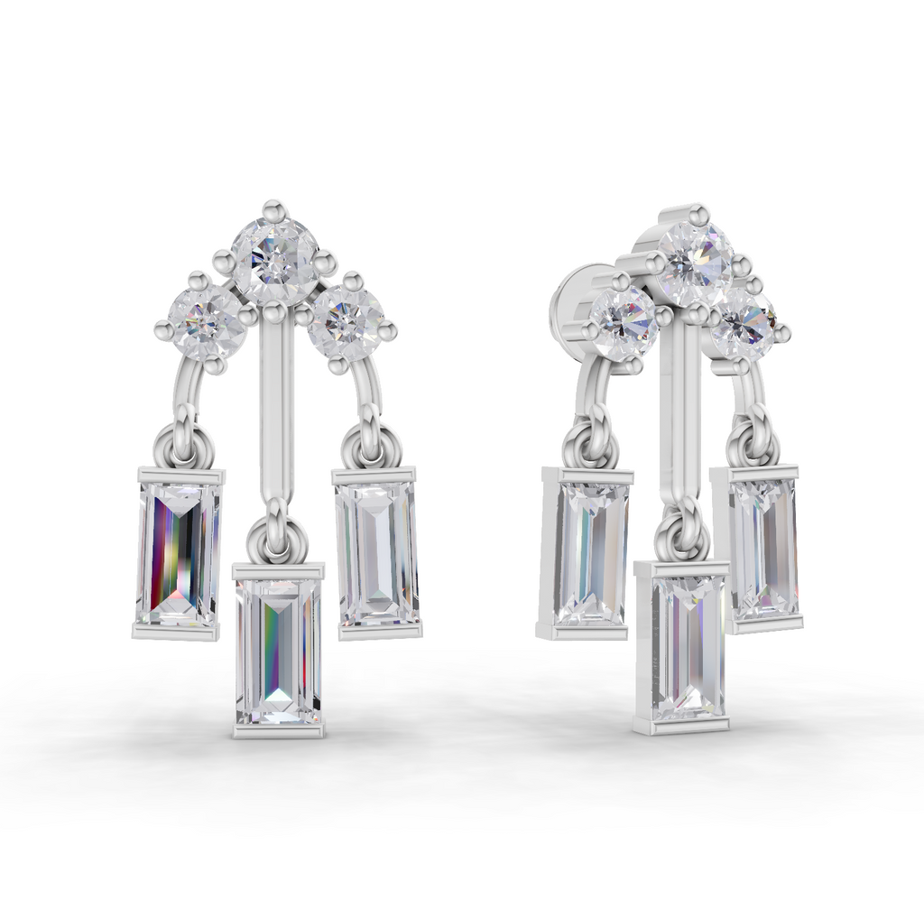 2.86 Carat Lotus Diamond Earrings 14K - White Gold